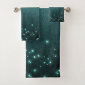 Mystic Twilight Stars | Deep Blauwgroen groene neo Bad Handdoek (Insitu)