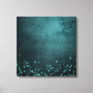 Mystic Twilight Stars   Deep Blauwgroen groene neo Canvas Afdruk