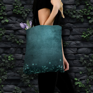 Mystic Twilight Stars   Deep Blauwgroen groene neo Draagtas