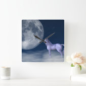 Mystic Unicorn Moon Magic Vierkante Klok (Huis)