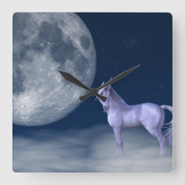 Mystic Unicorn Moon Magic Vierkante Klok