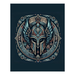 Mystic Viking Rune Helm Perfect Poster