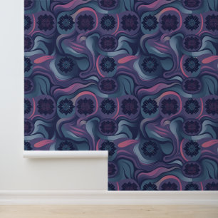 Mystic Waves: betoverend Twilight Floral Pattern Behang