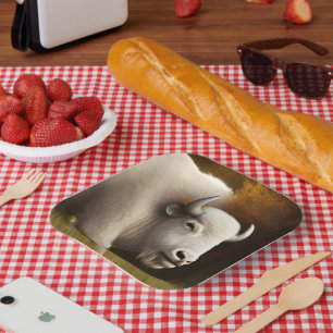 Mystic White Buffalo Digital Art Papieren Bordje