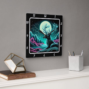 Mystic Wilderness Deer Vierkante Klok