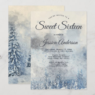 Mystic Winter Forest Sweet Sixteen Uitnodiging