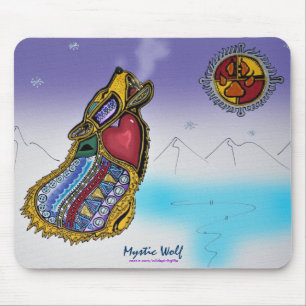 Mystic Wolf Ojibwe-achtige Art Mousepad Muismat