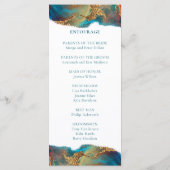 Mystical Abstract Blauwgroen Coral Gold Wedding Programma (Achterkant)