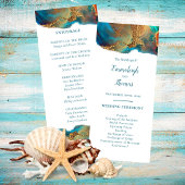 Mystical Abstract Blauwgroen Coral Gold Wedding Programma