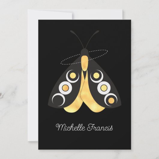 Mystical Astro Celestial Silver and Gold Moths Kaart (Voorkant)