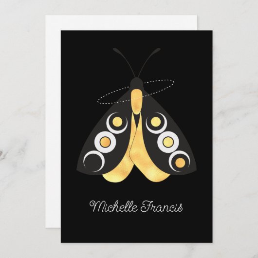 Mystical Astro Celestial Silver and Gold Moths Kaart (Voorkant / Achterkant)