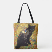 Mystical Black Cat in Golden Nihonga Draagtas (Achterkant)