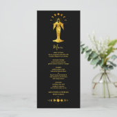 Mystical Black Gold Celestial Stars Menu Mariage (Debout devant)