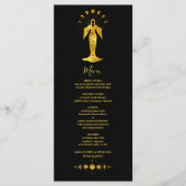 Mystical Black Gold Celestial Stars Wedding Menu (Voorkant)
