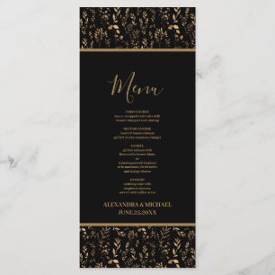 Mystical Black Gold Celestial Stars Wedding Menu