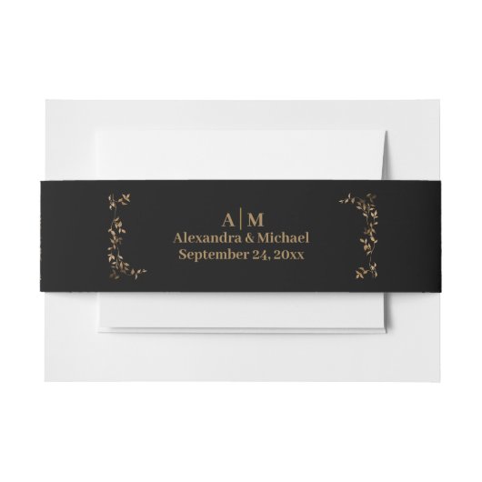 Mystical Black Gold Celestial Stars Wedding Uitnodigingen Wikkel (Voorkant Voorbeeld)