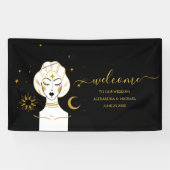 Mystical Black Gold Celestial Sun Wedding Banner (Horizontaal)