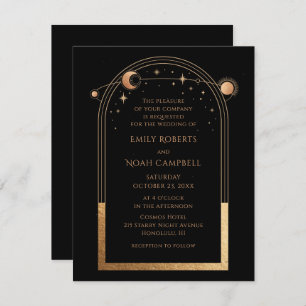 Mystical Black Gold Sun Moon Astronomy Weddenschap Kaart