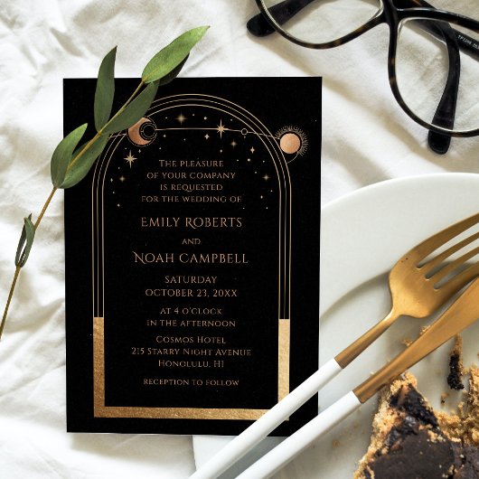 Mystical Black Gold Sun Moon Astronomy Weddenschap Kaart