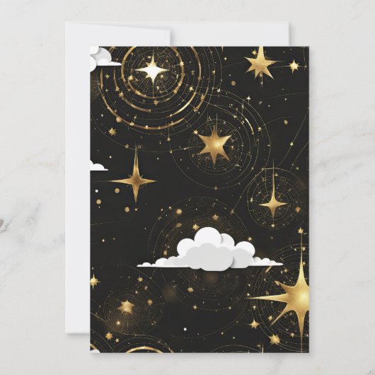 Mystical Black Gold Sun Moon Celestial Weddenschap Kaart (Achterkant)