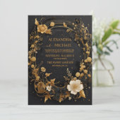 Mystical Black Gold Sun Moon Celestial Weddenschap Kaart (Staand voorkant)