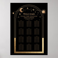 Mystical Black Gold Sun Moon Stars Weddenschap