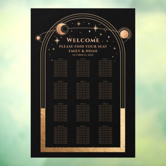 Mystical Black Gold Sun Moon Stars Weddenschap Raamsticker (Vel 3)