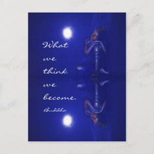 Mystical blue Buddha reflectie met quote Briefkaart