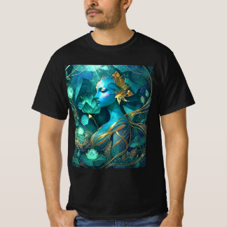 Mystical Blue Goddess Fantasy Art T-Shirt | Etheer