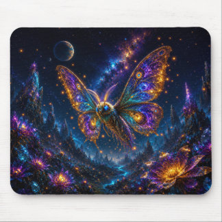 Mystical Blue & Gold Celestial Moth Mouse Pad Muismat