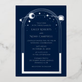 Mystical Blue Silver Sun Mon Astronomie Space Folie Uitnodiging (Voorkant)