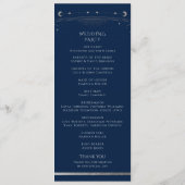 Mystical Blue Silver Sun Star Moon Space Weddensch Programma (Achterkant)