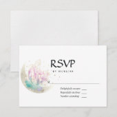 Mystical Boho Crystal Moon Wedding RSVP Kaartje (Voorkant / Achterkant)