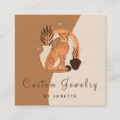 Mystical Boho Leopard Cheetah Handmade Jewelry Vierkante Visitekaartje (Voorkant)