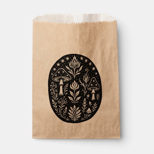 Mystical Boho Mushroom Design – Botanical Folk Art Bedankzakje (Voorkant)