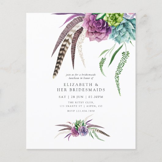 Mystical Boho Succulent Bridesmaids Luncheon Flyer (Voorkant)