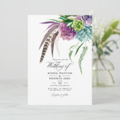 Mystical Boho Succulent Planten Weddenschap Foto Kaart (Staand voorkant)