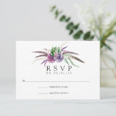 Mystical Boho Waterverf Succulent Wedding RSVP Kaartje (Staand voorkant)