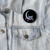 Mystical Cat Crescent Moon Horoscope Gothic Ronde Button 5,7 Cm (In situ)
