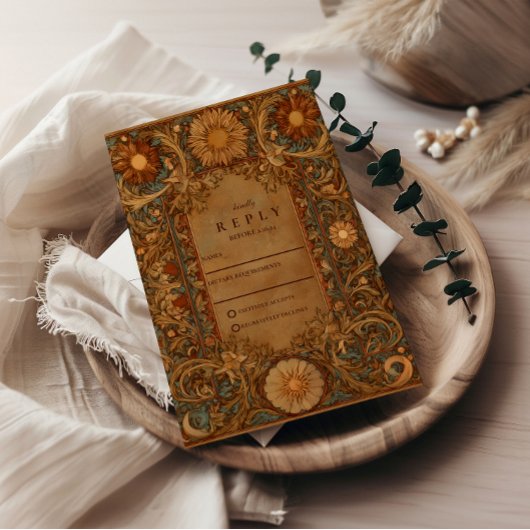 Mystical Celestial Baroque Wedding RSVP Kaartje