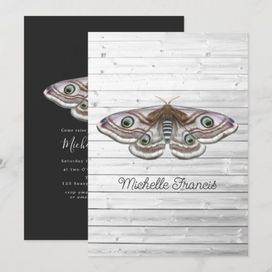 Mystical Celestial Gold Moths Invitation Kaart (Voorkant / Achterkant)
