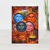 Mystical celestial moon faces fantasy Halloween gr Kaart (Voorkant)