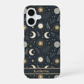 Mystical Celestial Moon Pattern Custom Name iPhone 16 Hoesje (Achterkant)