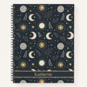 Mystical Celestial Moon Pattern Custom Name Notitieboek (Voorkant)