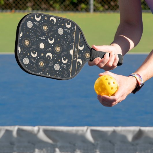 Mystical Celestial Moon Pattern Custom Name Pickleball Paddle (Insitu)
