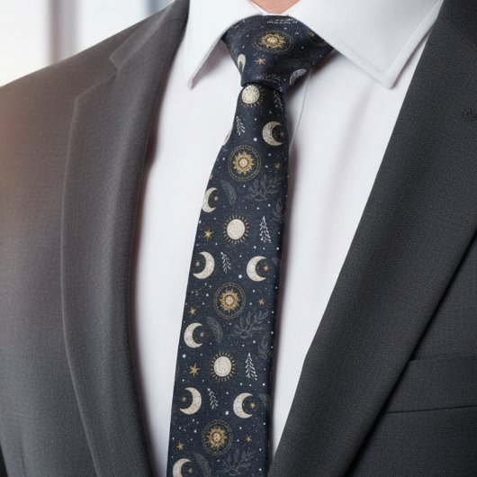 Mystical Celestial Moon Pattern  Stropdas