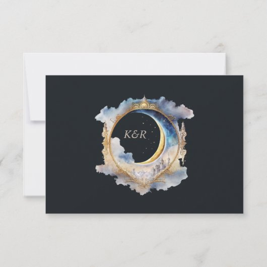 Mystical Celestial Moon RSVP Response Kaart (Achterkant)