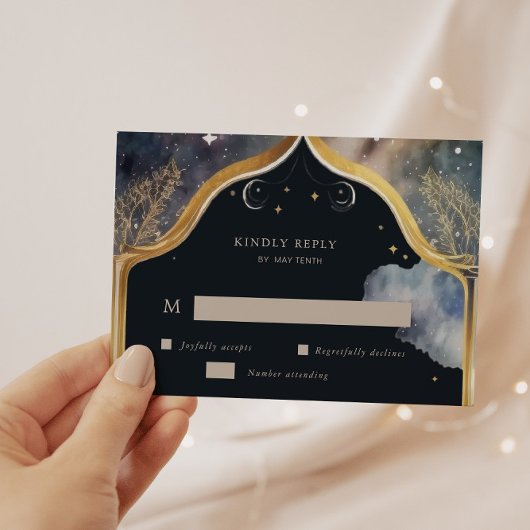 Mystical Celestial Moon RSVP Response Kaart