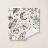 Mystical Celestial Moon Stars Pattern Bad Handdoek (Wasdoekje)