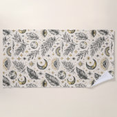 Mystical Celestial Moon Stars Pattern Custom Name Strandlaken (Voorkant)